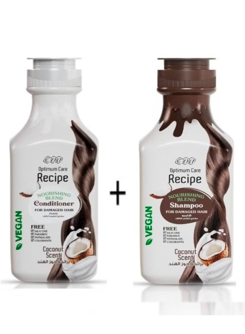 Eva Shampoo FOR DAMAGED HAIR +CONDITIPNER for DAMAGED  HAIR with COCONUTScent 370+370ML